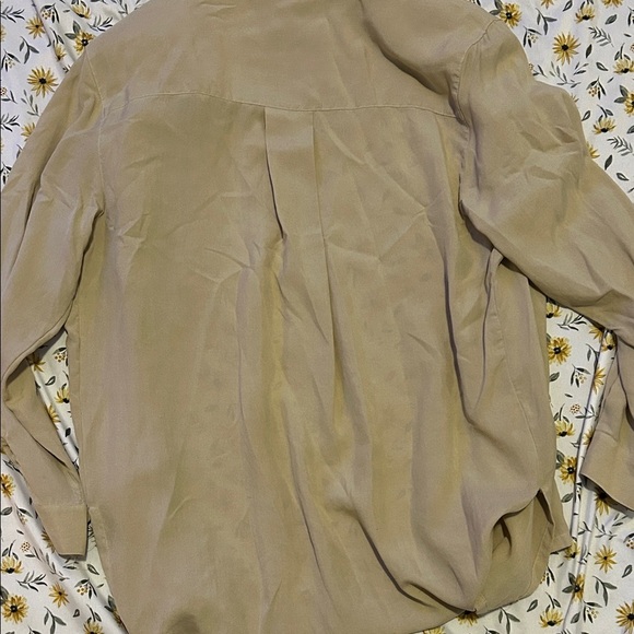 Jones New York Silk Beige Button Down Blouse - Picture 6 of 6